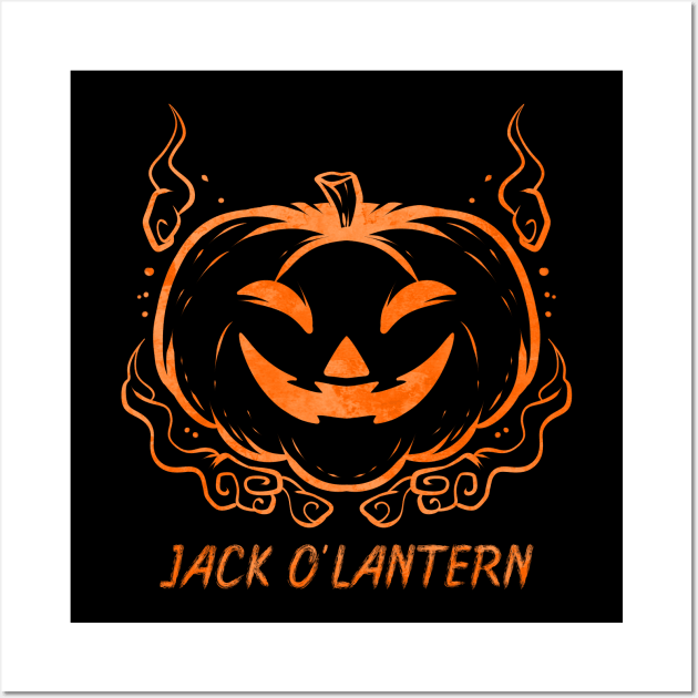 Evil Jack O Lantern Face Costume For Halloween Wall Art by SinBle